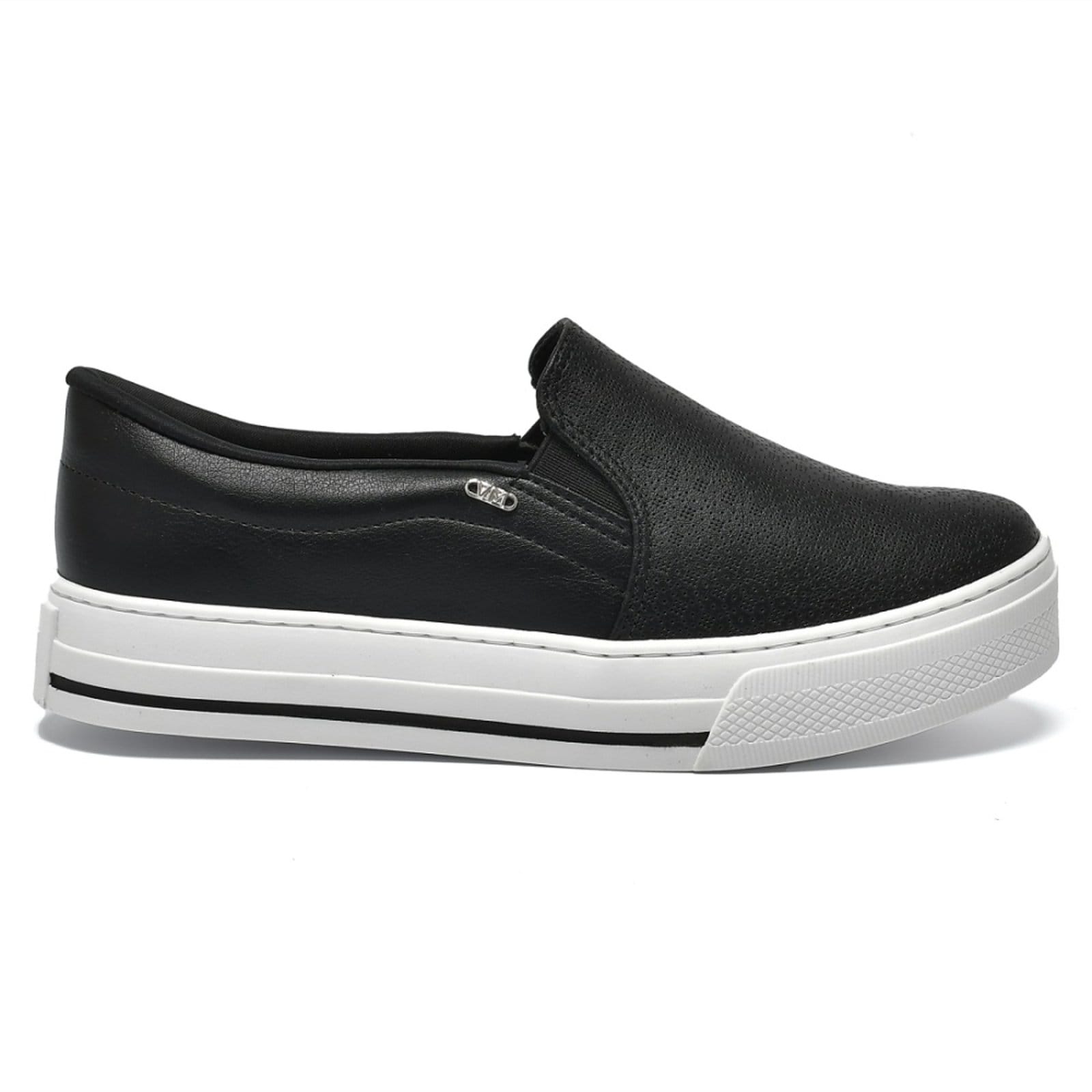 Vista 2 Tenis Slip On Casual Via Marte 027-027-02 Feminina VIA MARTE preto