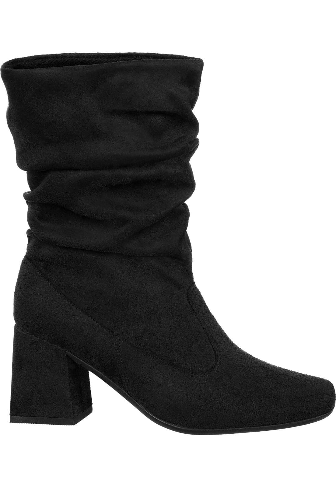 Vista 2 Bota Feminina Salot Alto Grosso GigiL Enrrugado Bico Quadrado Gigil preto