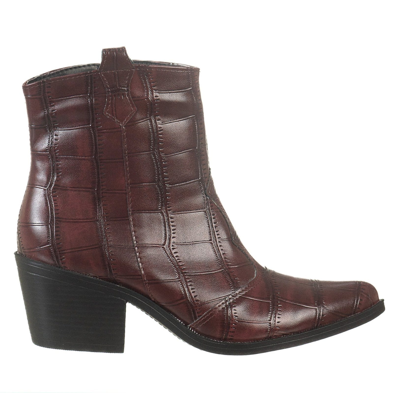 Vista 2 Bota Feminina Texana Western Cano Curto Via Birigui Bordo VB Calçados bordô