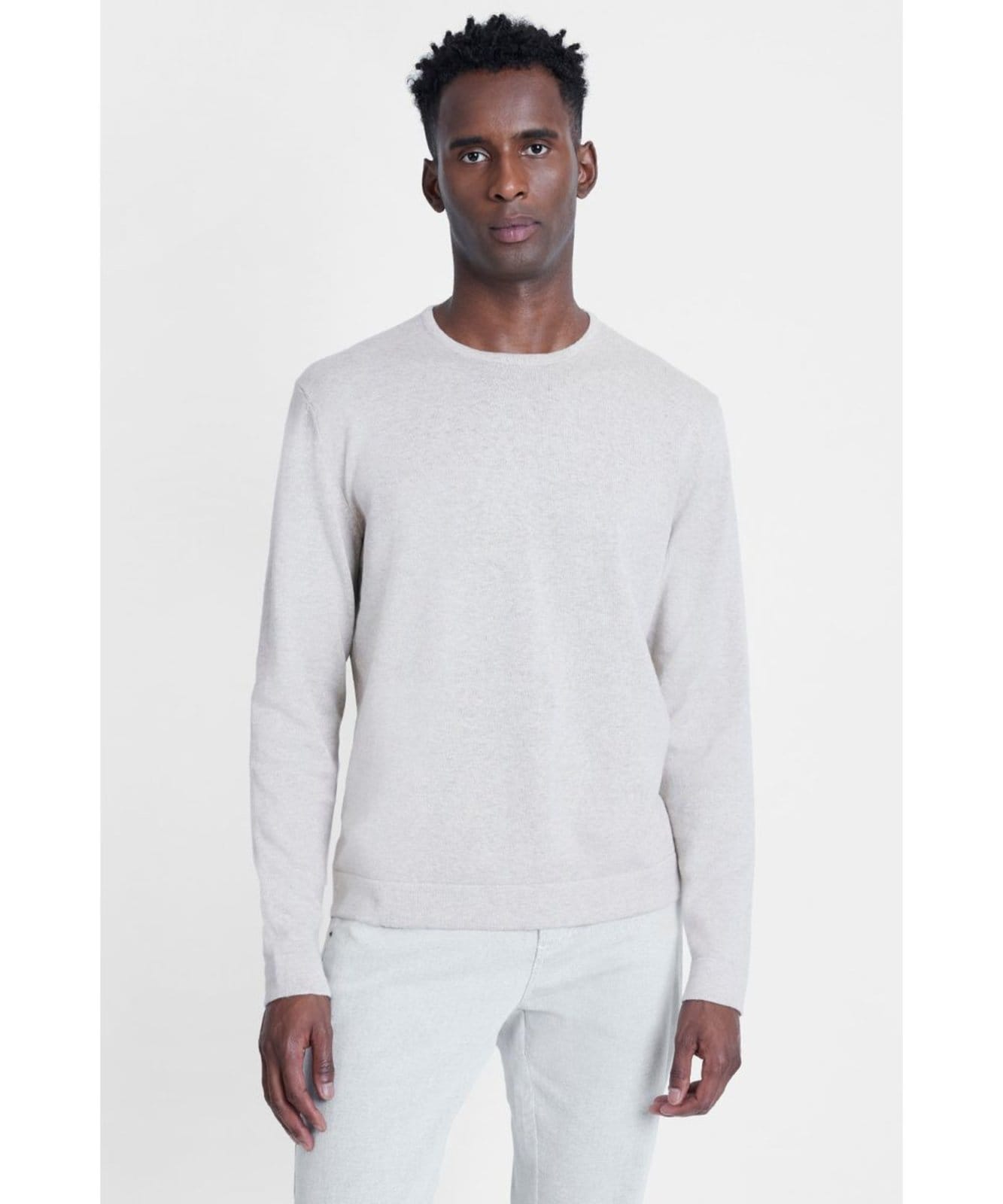 Vista principal Tricot Manga Longa Gola Careca Areia Aramis incolor