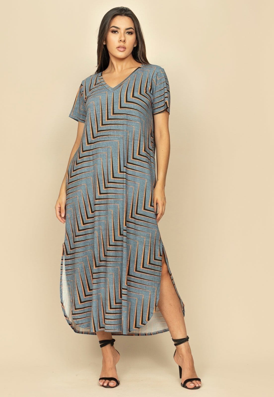 Vista 2 Vestido Midi Abapã Malha com Bolso Estampa Murici Amazonia Vital azul/estampado/multicolorido