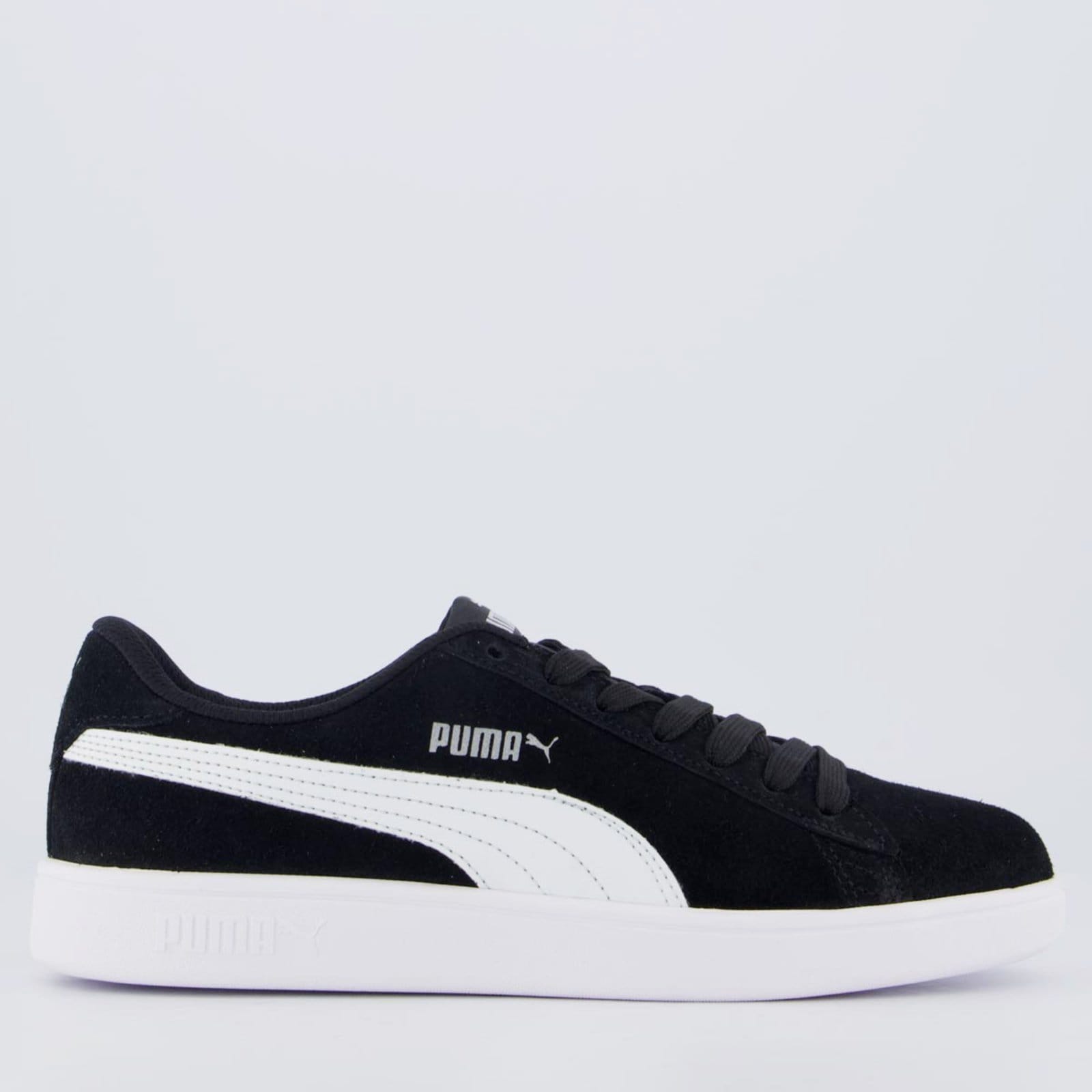 Vista principal Tênis Puma Smash V3 WN'S BDP Feminino e Branco Puma preto