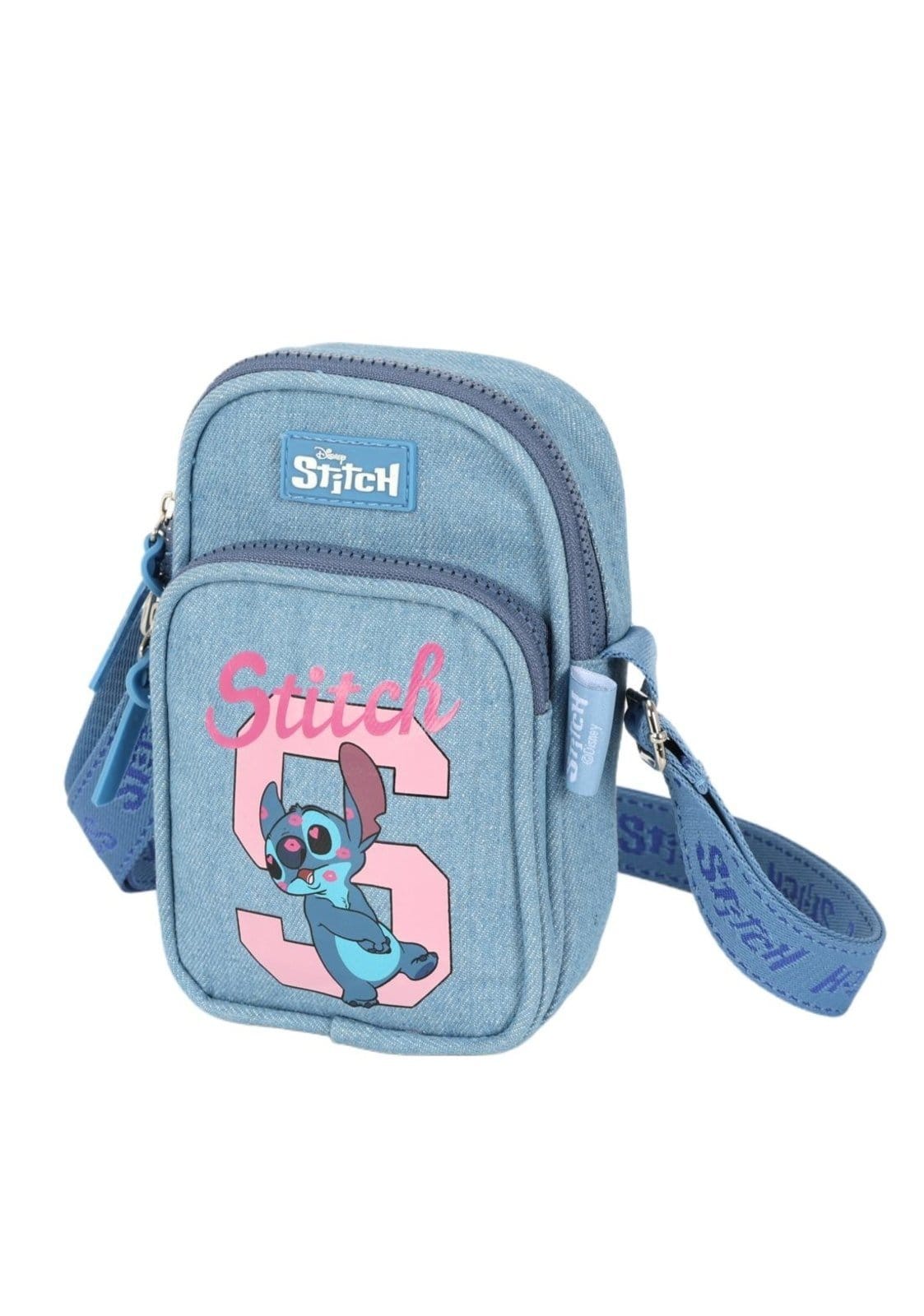 Vista 2 Infantil - Bolsa Shoulder Bag Pequena Jeans Stitch Disney Luxcel azul