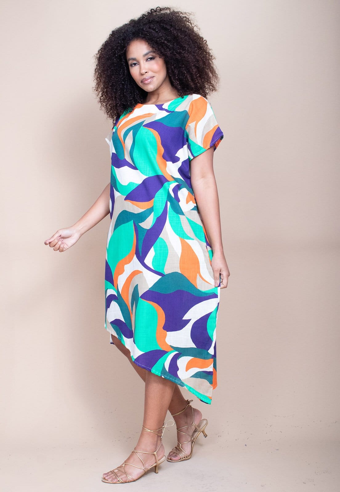 Vestido Cabanafree Midi Plano Estampa Brisa do Mar