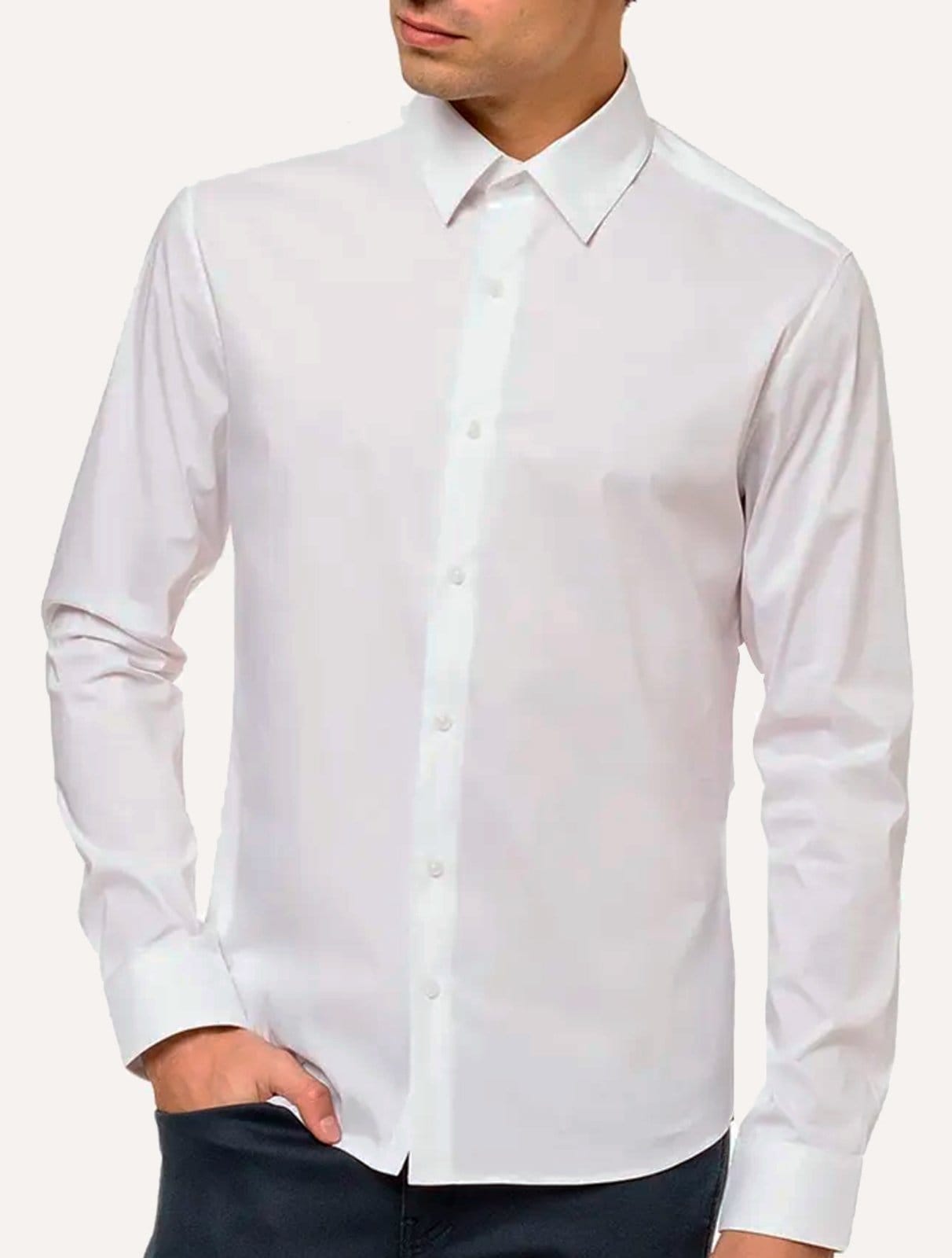 Vista principal Camisa Calvin Klein Masculina Slim Essential Basic Logo Branca Calvin Klein branco