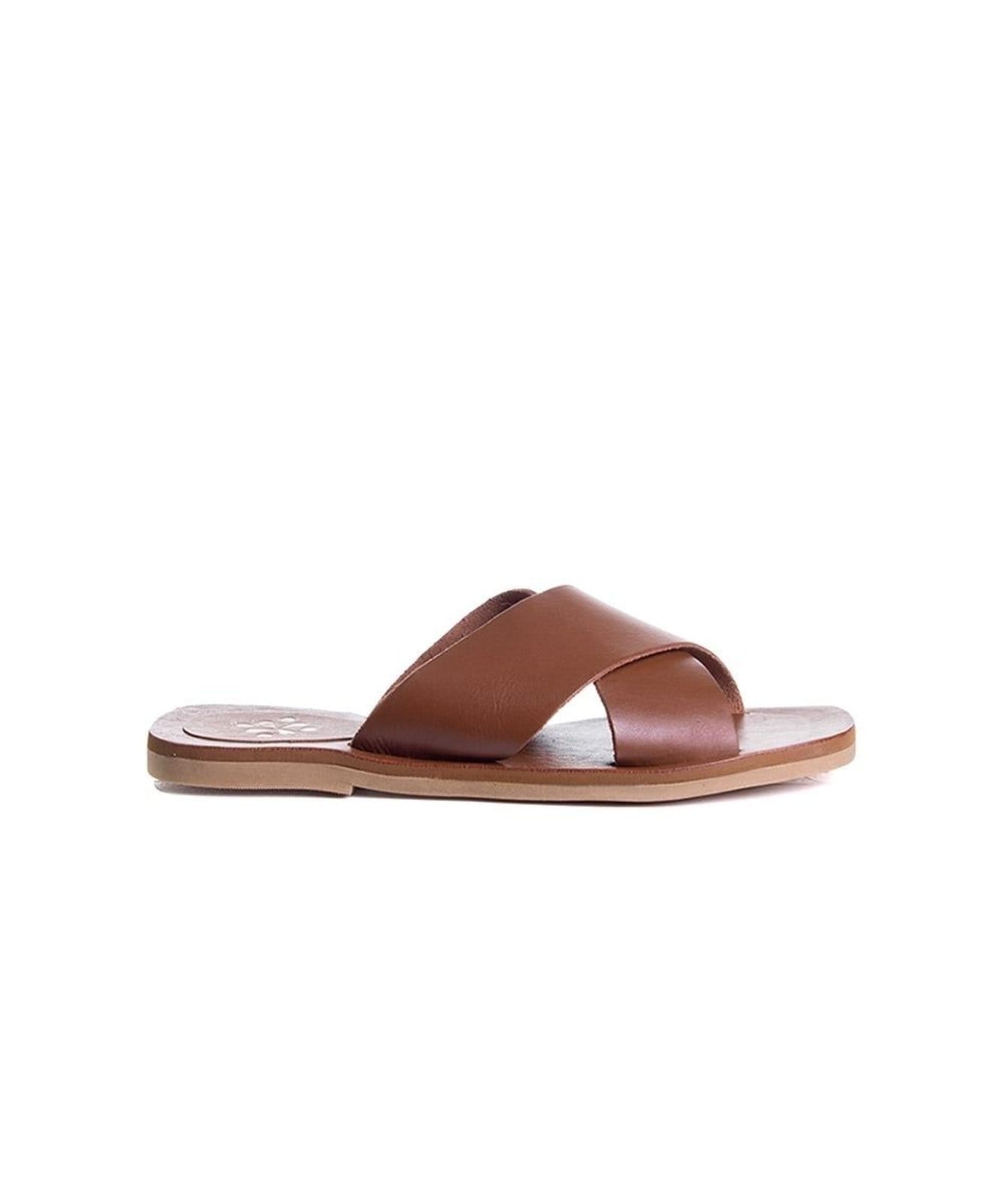 Tamanco Rasteira Pixolé Tiras Couro Whisky