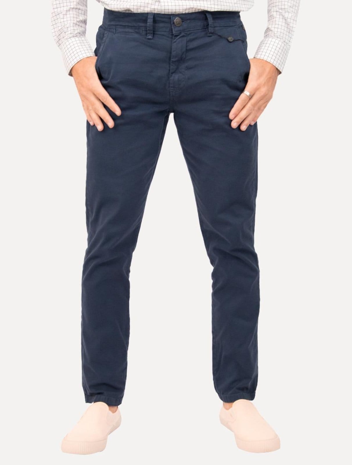 Calça Dudalina Masculina Sarja Slim Faca Metal Color Marinho