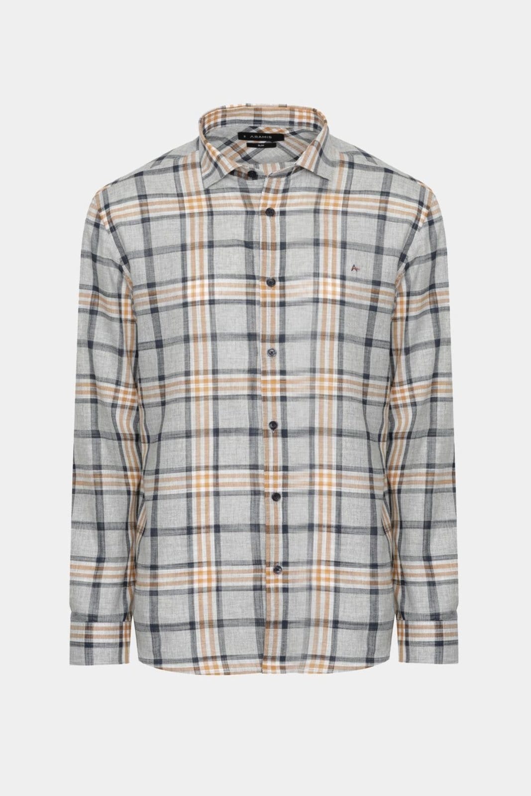 Vista 2 Camisa Aramis Slim Flame Xadrez Marinho Aramis azul marinho