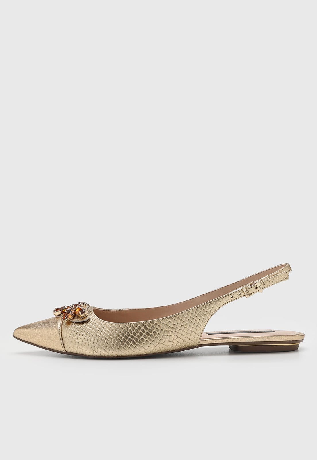 Vista principal Sapatilha Feminina Jorge Bischoff Slingback Bico Fino Dourada Jorge Bischoff dourado