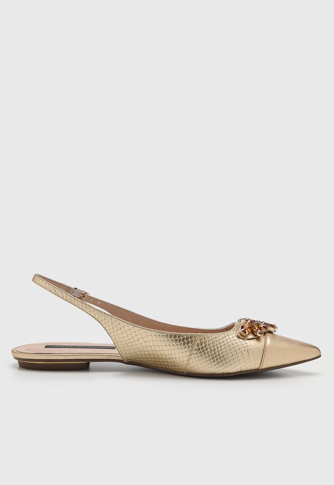 Vista 2 Sapatilha Feminina Jorge Bischoff Slingback Bico Fino Dourada Jorge Bischoff dourado