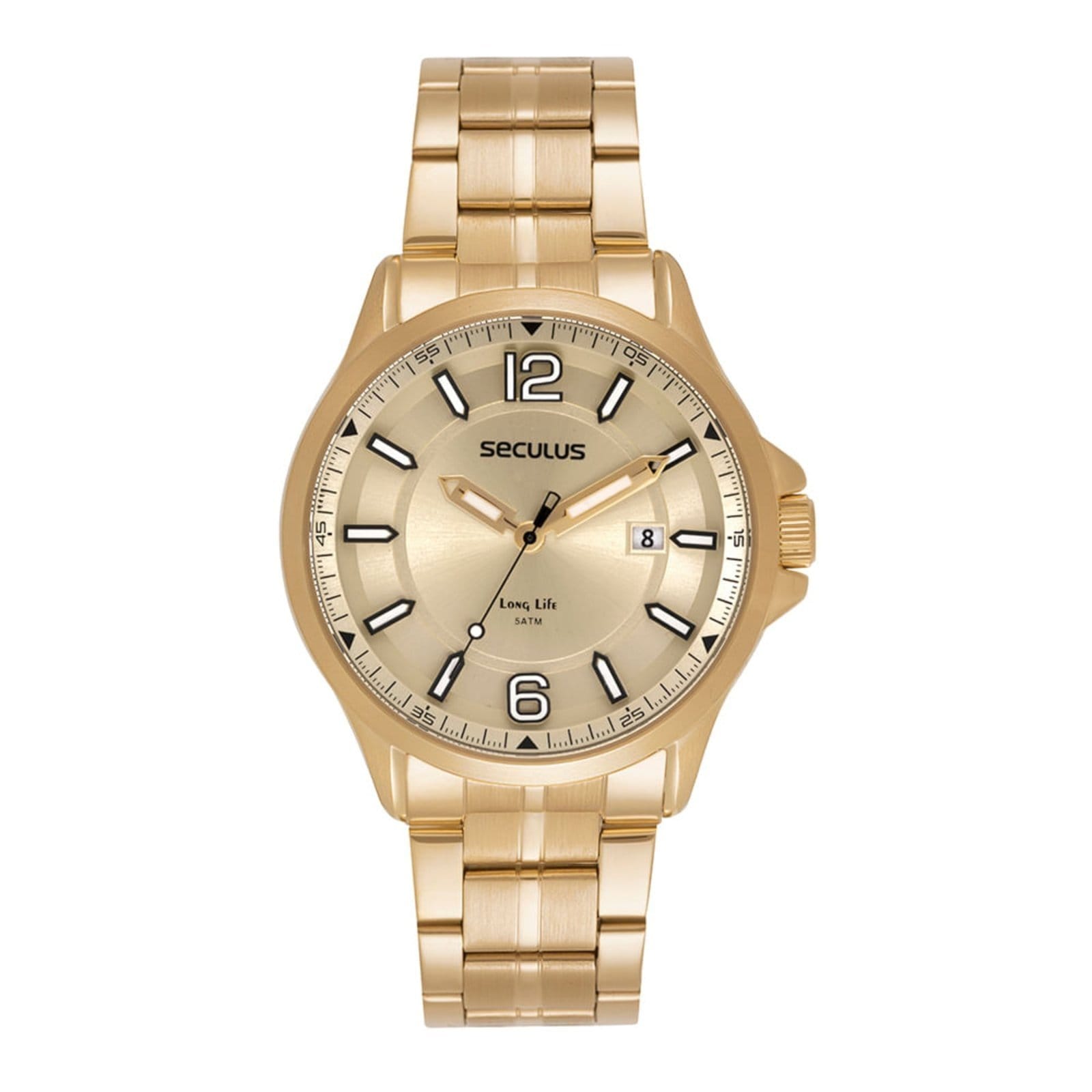 Vista 2 Kit Relógio Masculino Analógico com Canivete Seculus dourado