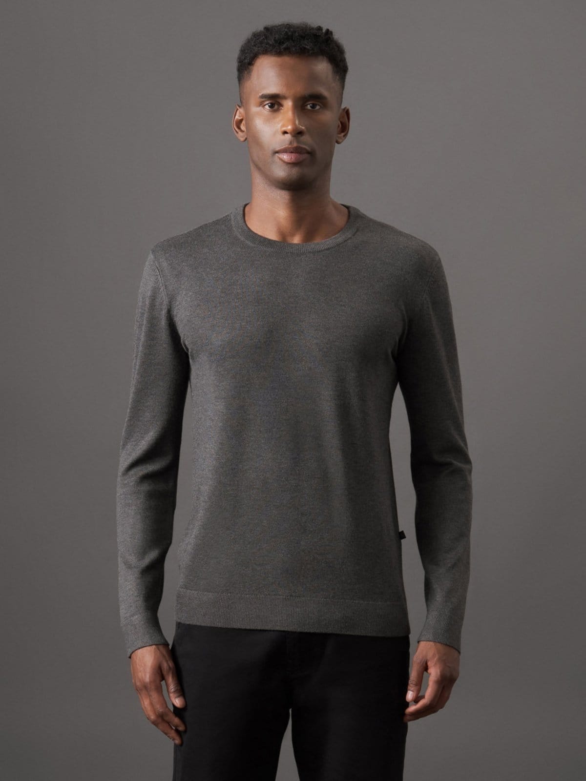 Tricot Masculino Gola Careca Viscose Calvin Klein Jeans - Chumbo