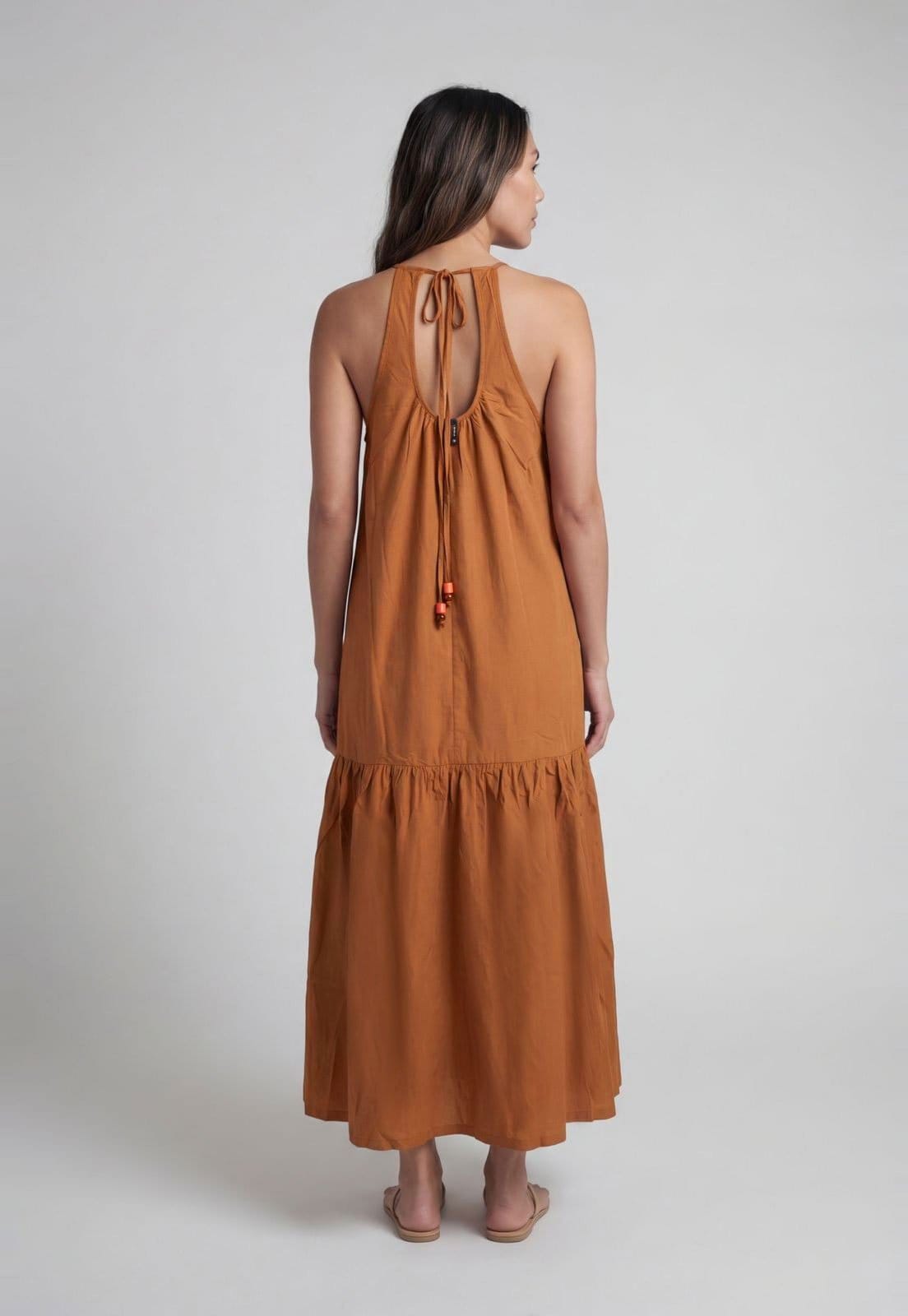 Vista 2 Vestido Feminino Colcci Longo Decote V Colcci marrom