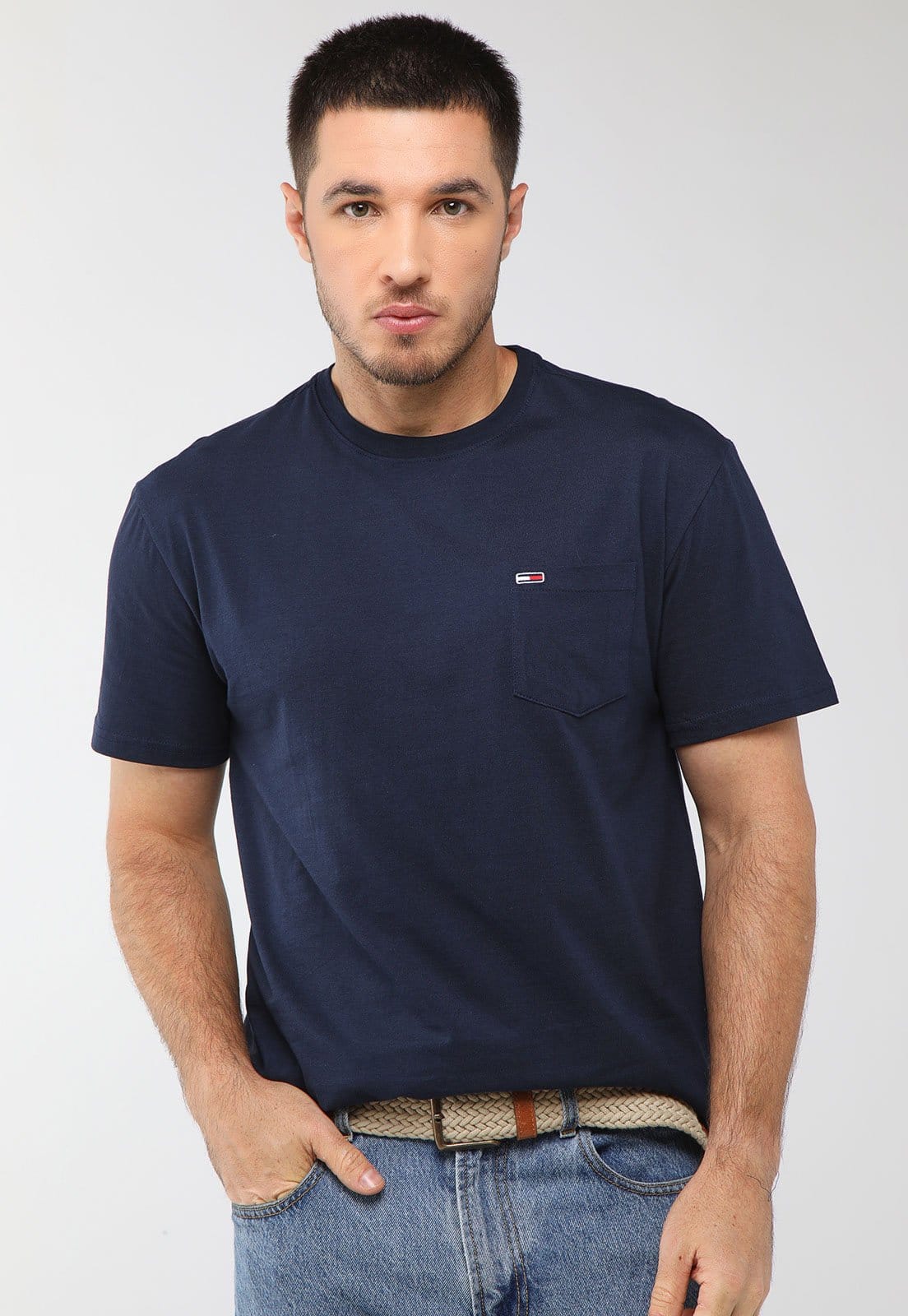 Vista principal Camiseta Masculina Tommy Jeans TJM Washed Pocket Tee Tommy Jeans azul marinho