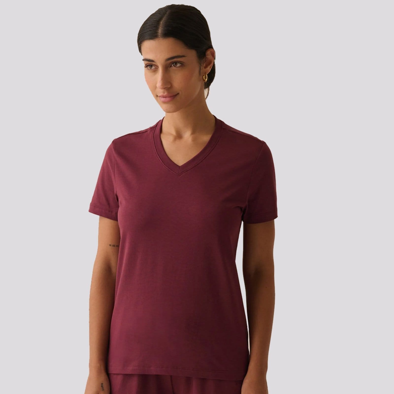 Vista principal Camiseta Fila Basic Feminina Vinho Fila vermelho