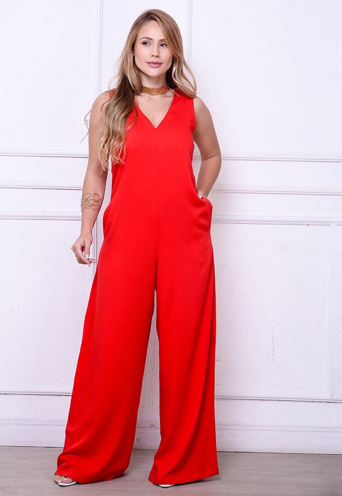 Macacão Pantalona Decote V B'Bonnie Bianca