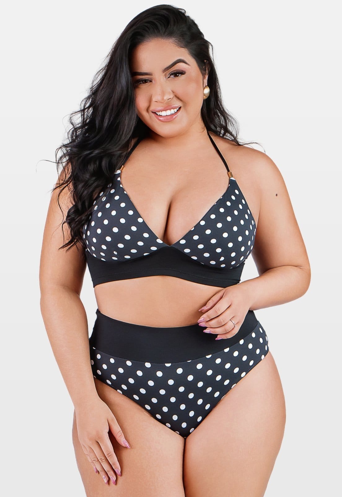 Biquíni Summer Soul Frente Única Hot Pants Plus Size Poá