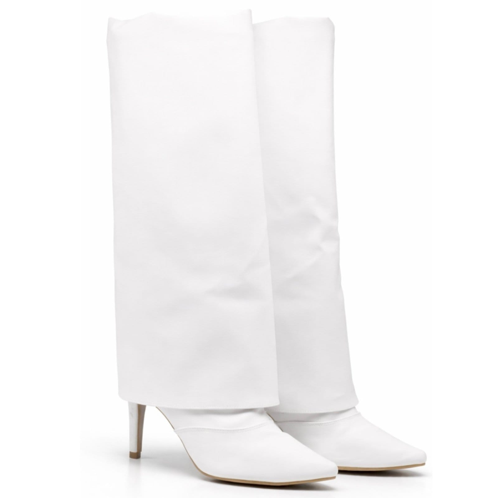 Vista 2 Bota Feminina Cano Longo Com Capa Salto Fino Elegante Flor da Pele 1796 Flor da Pele branco