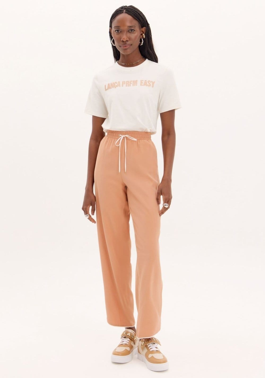 Calça Reta Com Amarração