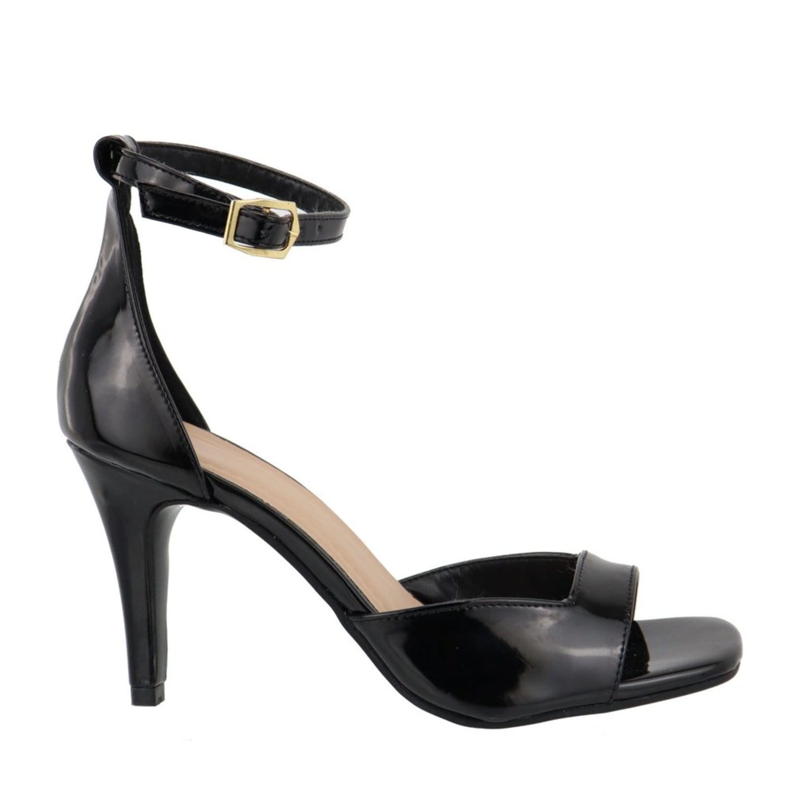 Vista principal Sandália Feminina Salto Fino Napa Verniz 197012 Flor da Pele preto