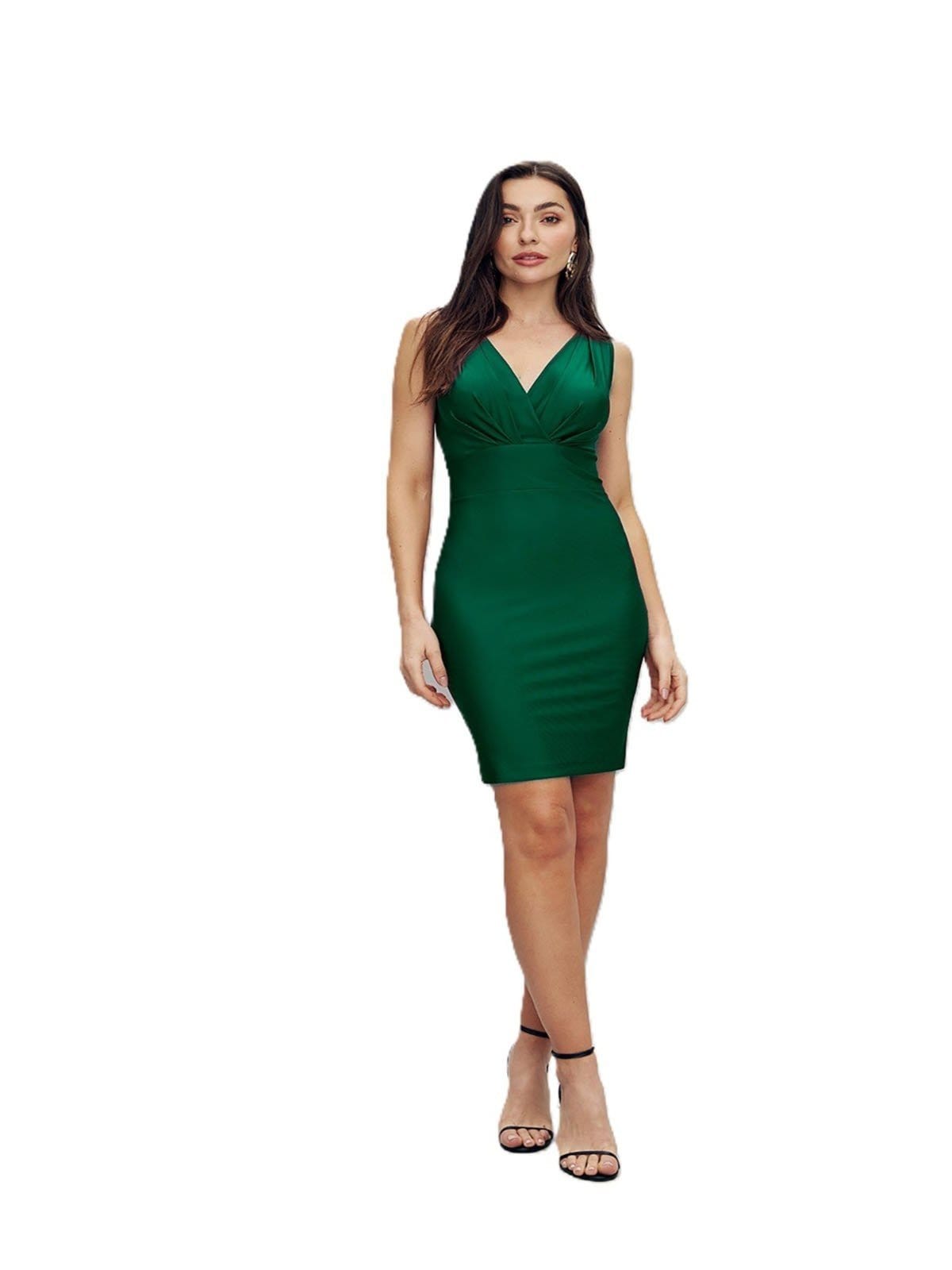 Vestido Curto Charry Liso Com Decote V