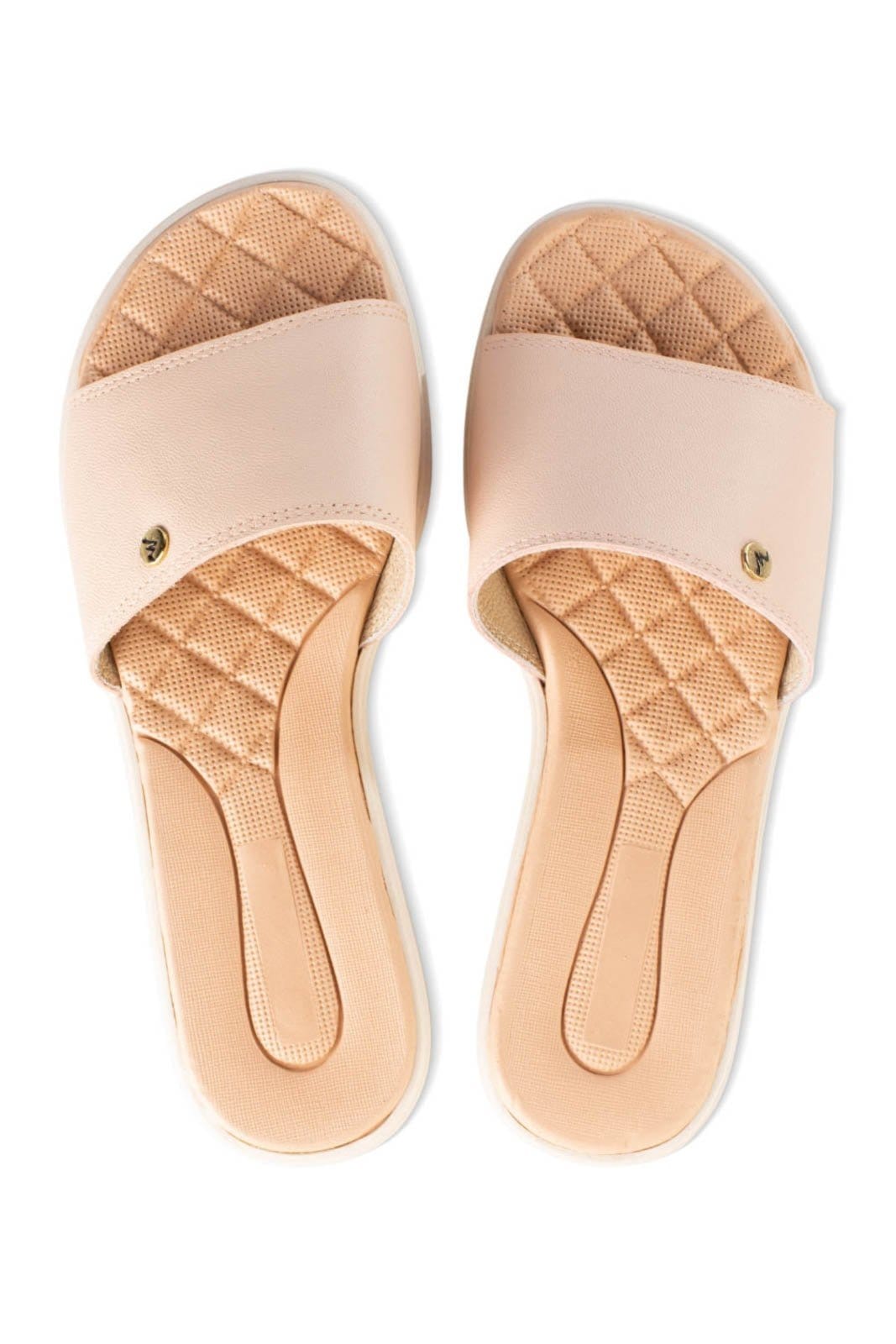 Vista 2 Rasteirinha slide de couro Isla - Blush Andrea Vinci rosê