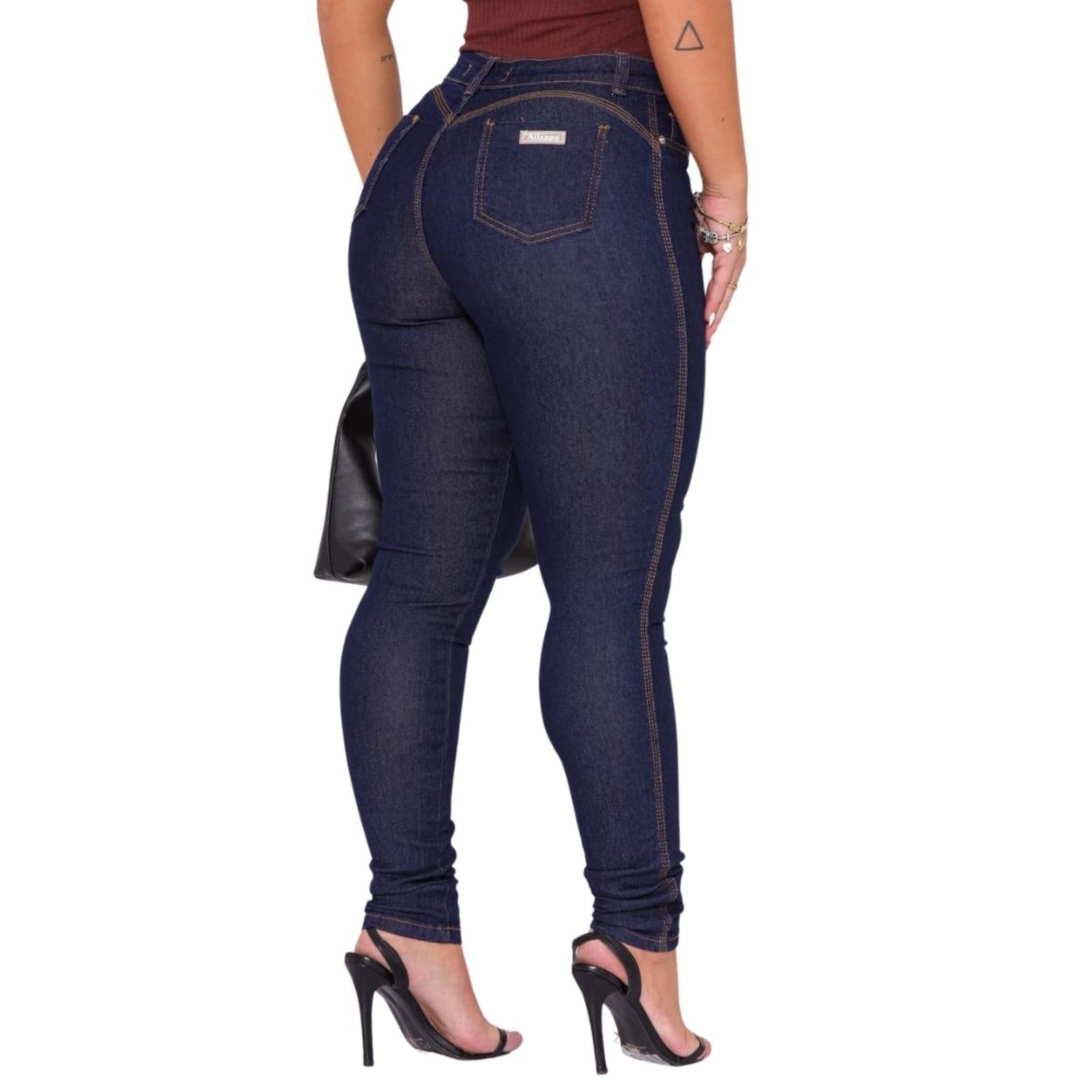 Vista 2 Calça Feminina Skinny Azul Escuro Jeans Azulão Alleppo Jeans azul marinho