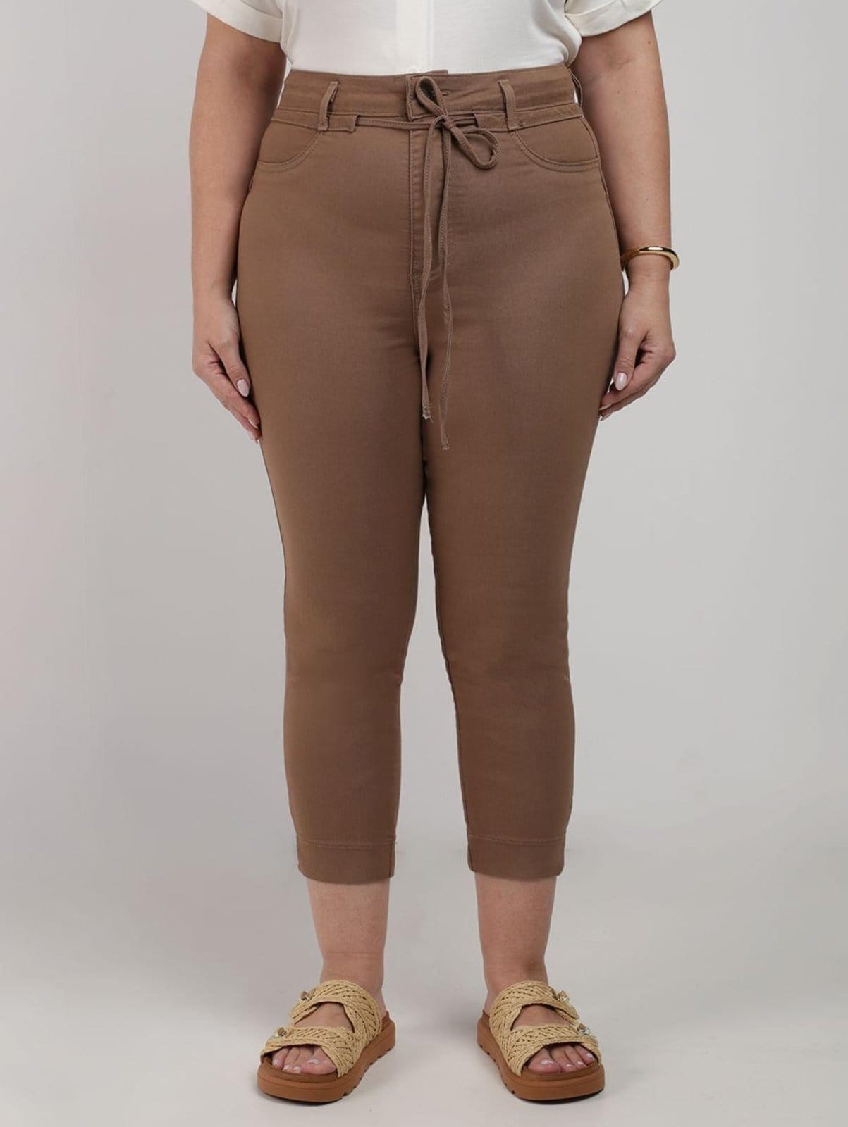 Calça Sarja Capri Sawary Plus Size Feminina
