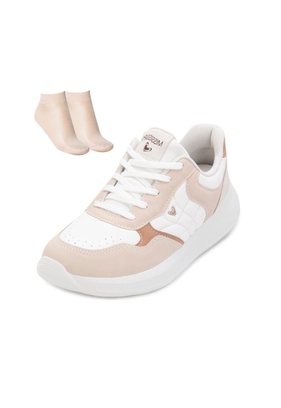 Tênis Mississipi Jogging e Meia MF25-MF602 Bege