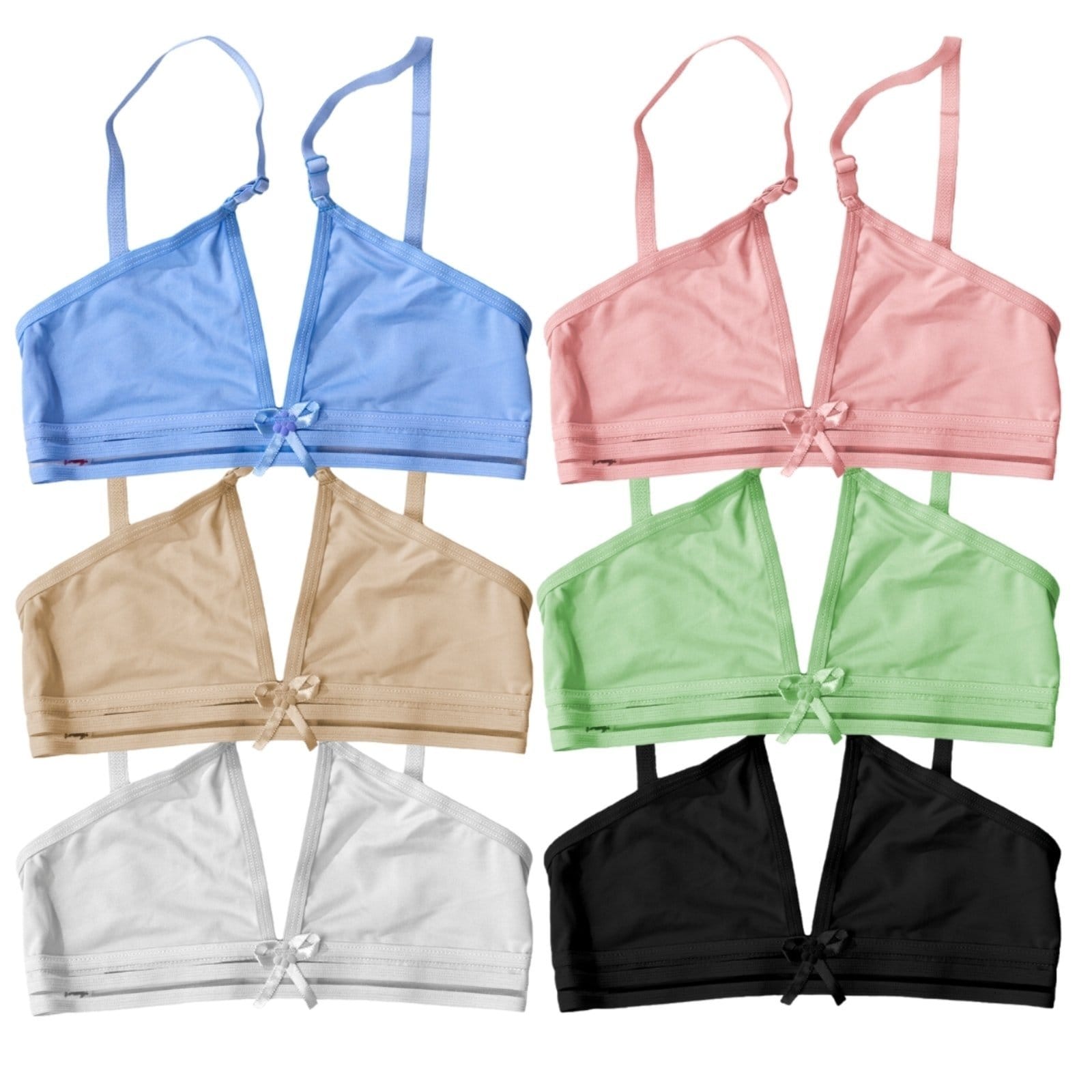 Kit 5 Sutiãs Gabi Lingerie Sem Bojo Microfibra Top Menina Moça Juvenil Liso Alças Reguláveis Confortável Roupa de Menina