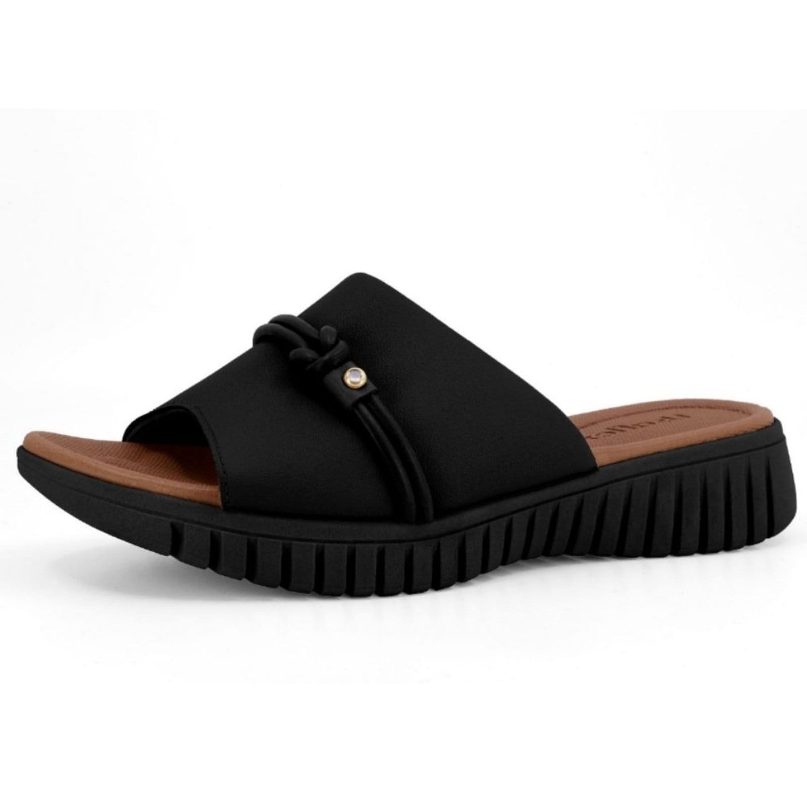 Vista 2 Tamanco Feminino Couro Usaflex UD11008 Usaflex preto