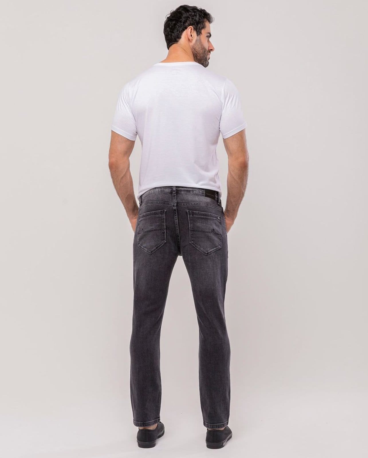 Vista 2 Calça Jeans Masculina Slim Fit Detalhe Bolso 24488 Vintage Consciência cinza