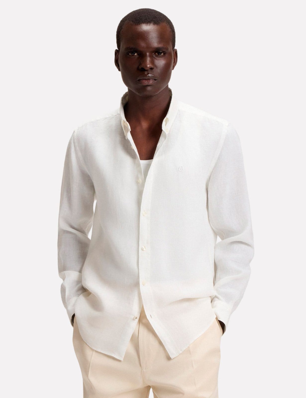 Camisa Hugo Boss Masculina Slim H-ROAN-BD-E-C1-253 Branca