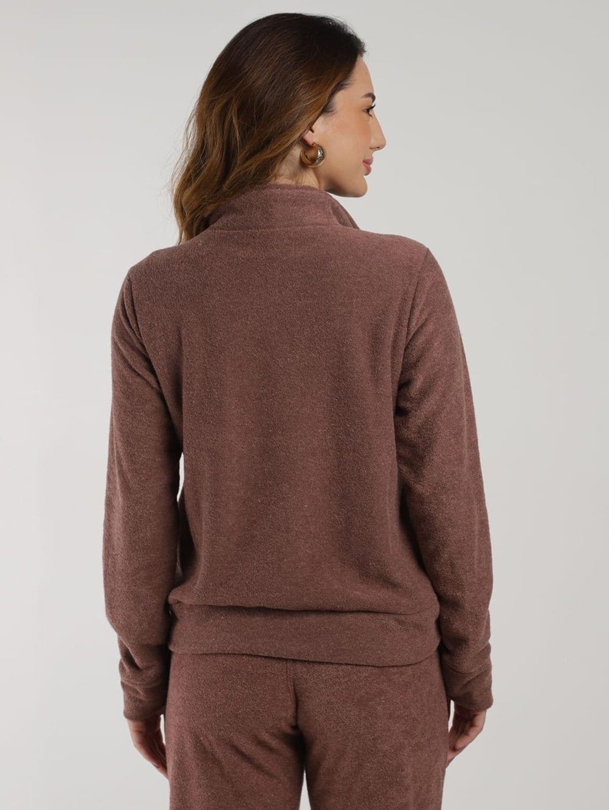 Vista 2 Jaqueta Bouclê Felpado Feminino Bright Girl'S marrom