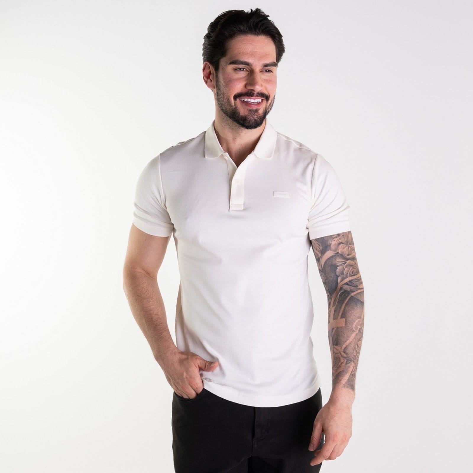 Vista principal Camisa Polo Calvin Klein Smooth Cotton Off-White Calvin Klein off-white white