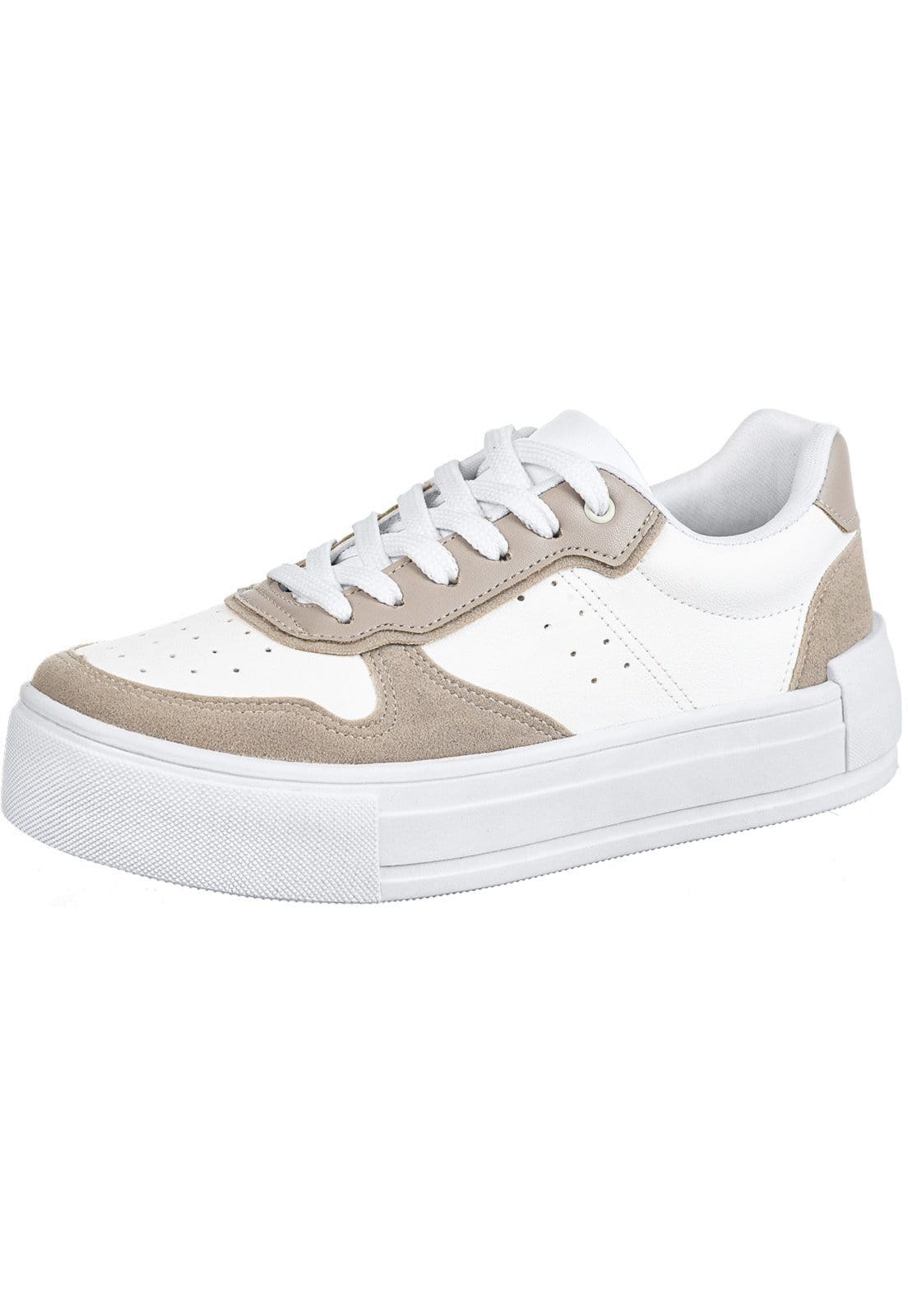 Vista 2 Tenis Casual Feminino Gigil Recortes Retrô Areia Gigil bege/branco