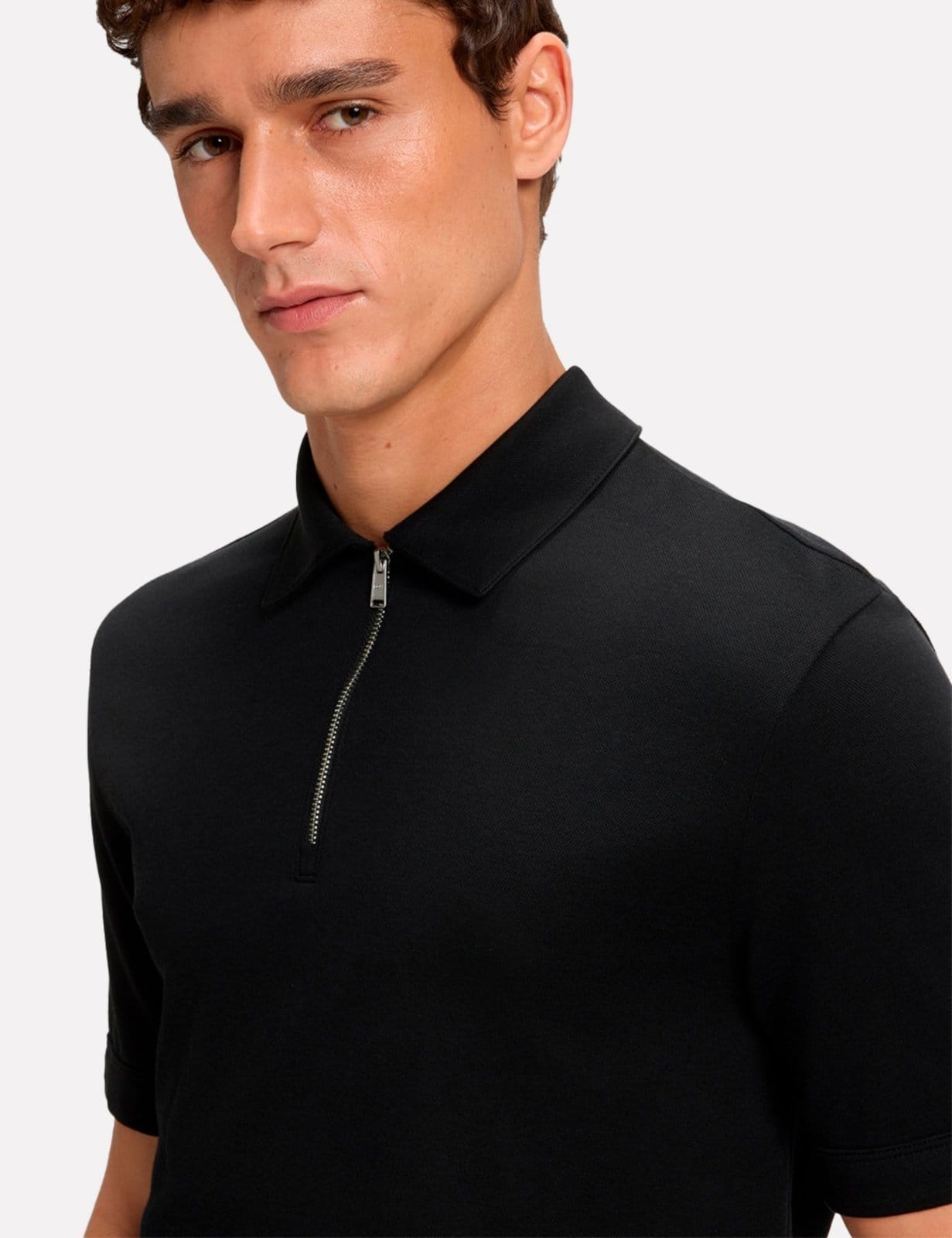 Vista 2 Polo Hugo Boss Masculina Regular H-Paras 57 Preta Hugo Boss preto