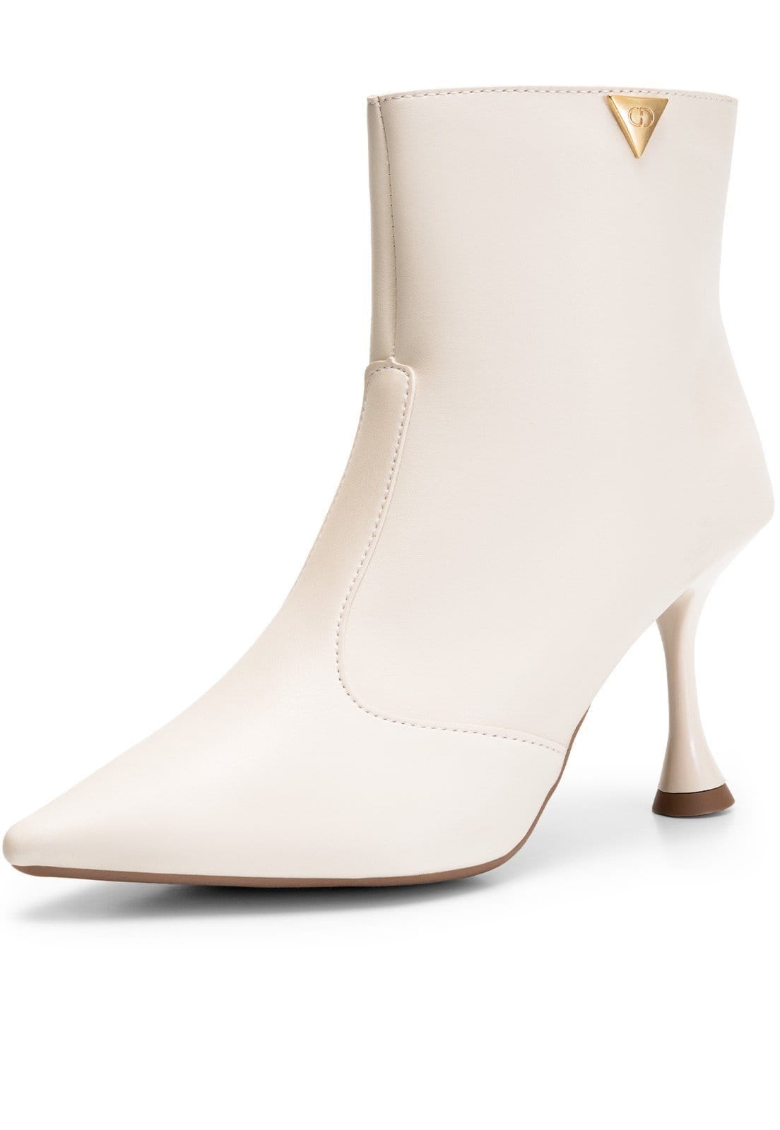 Vista principal Bota Feminina Lumiss Salto Alto Fino Cano Curto Bico Fino Off White LUMISS off-white white