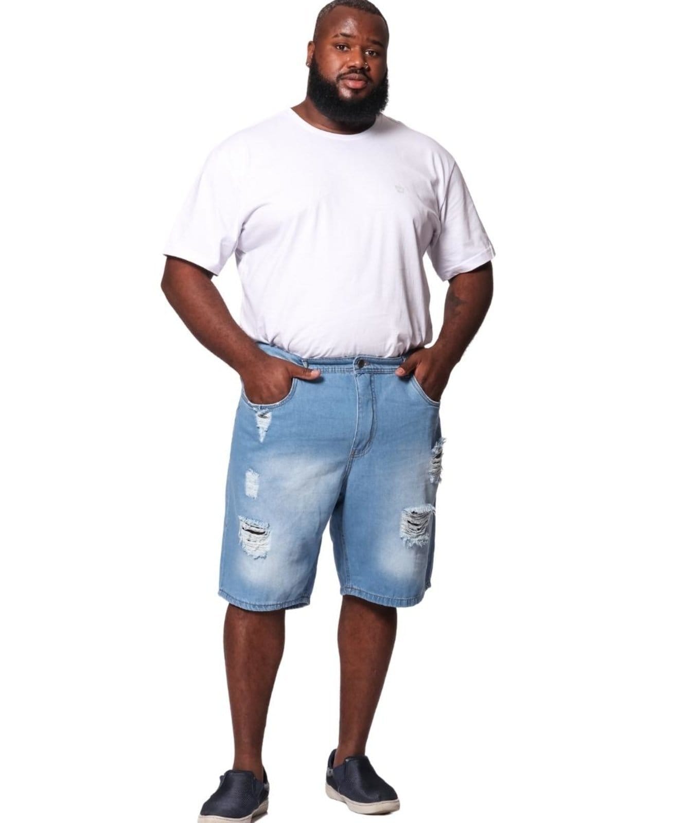 Vista principal Bermuda Masculina Jeans Plus Skinny Razon Jeans multicolorido