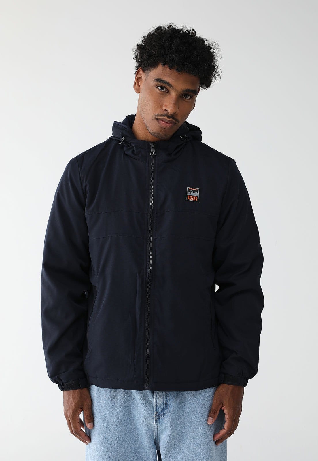 Jaqueta Broken Rules Com Capuz Azul-Marinha