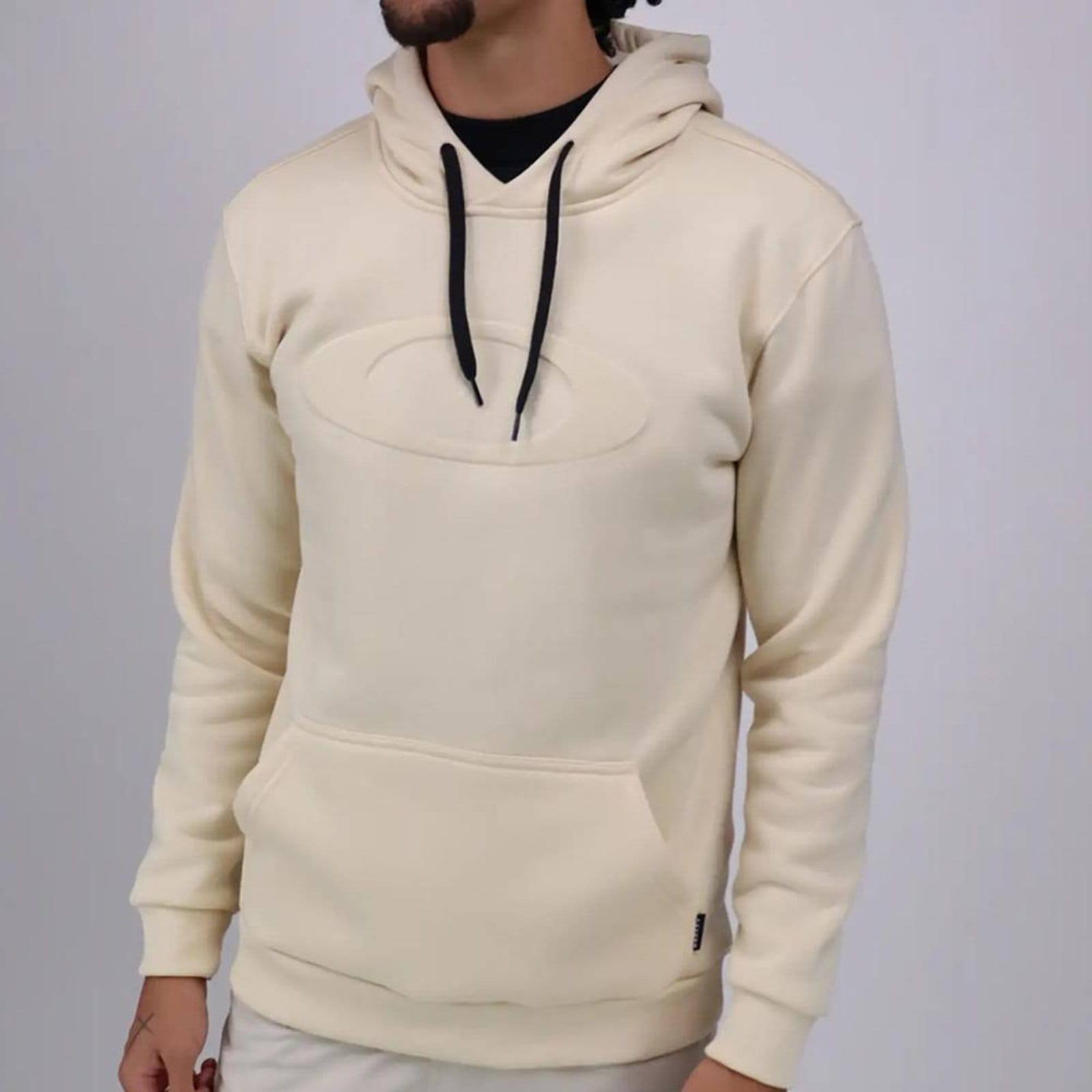 Vista principal Moletom Oakley Canguru Big O 3D Logo WT25 Masculina Humus Oakley bege