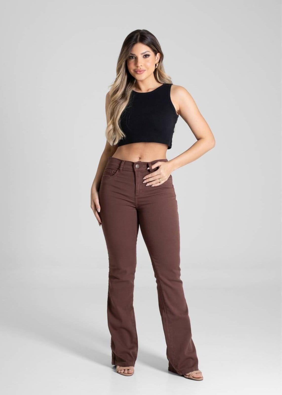 Vista 2 Calça Sarja Sawary Boot Cut - 281311 Sawary marrom