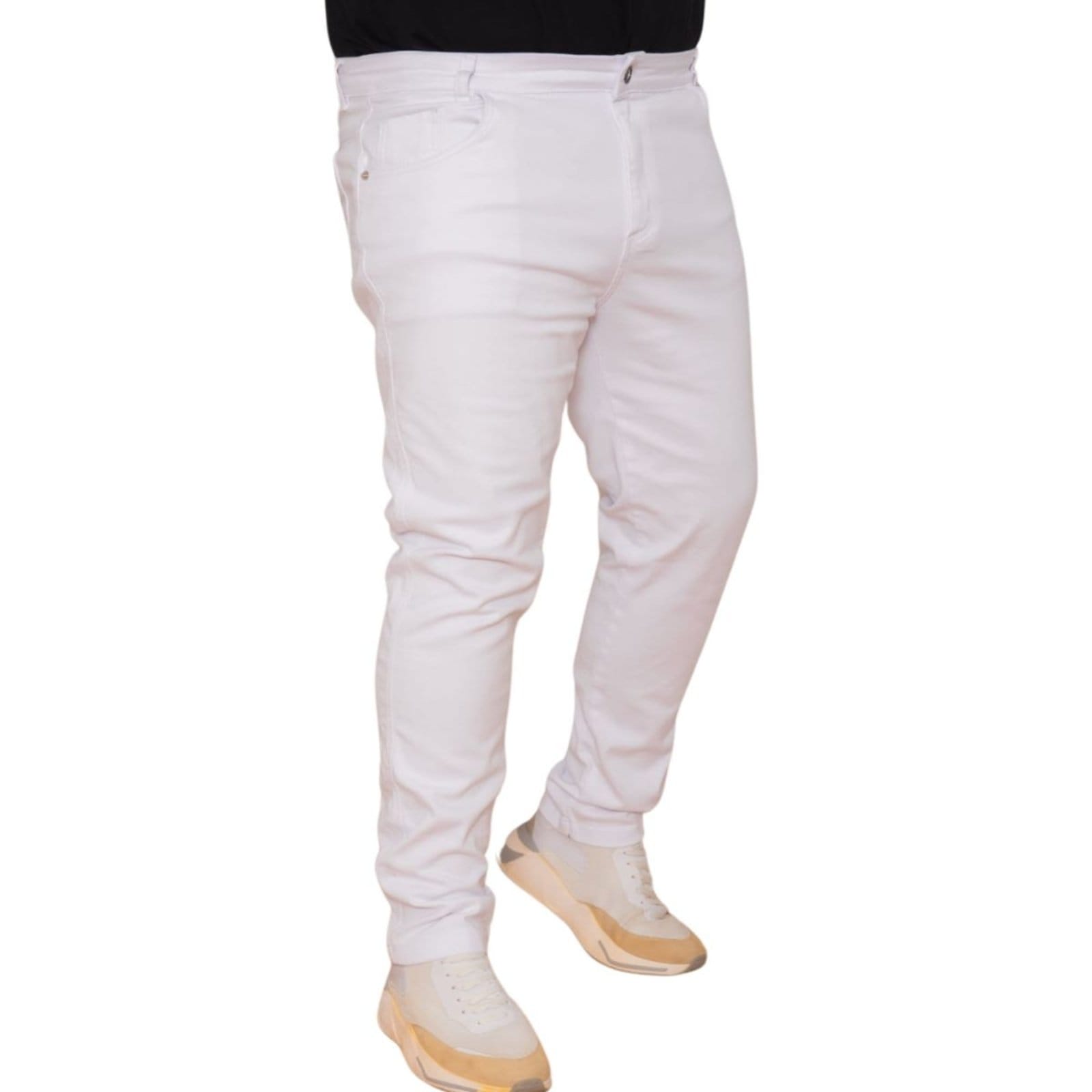 Vista 2 Calça Plus Size Masculina Alaska Alleppo Jeans branco