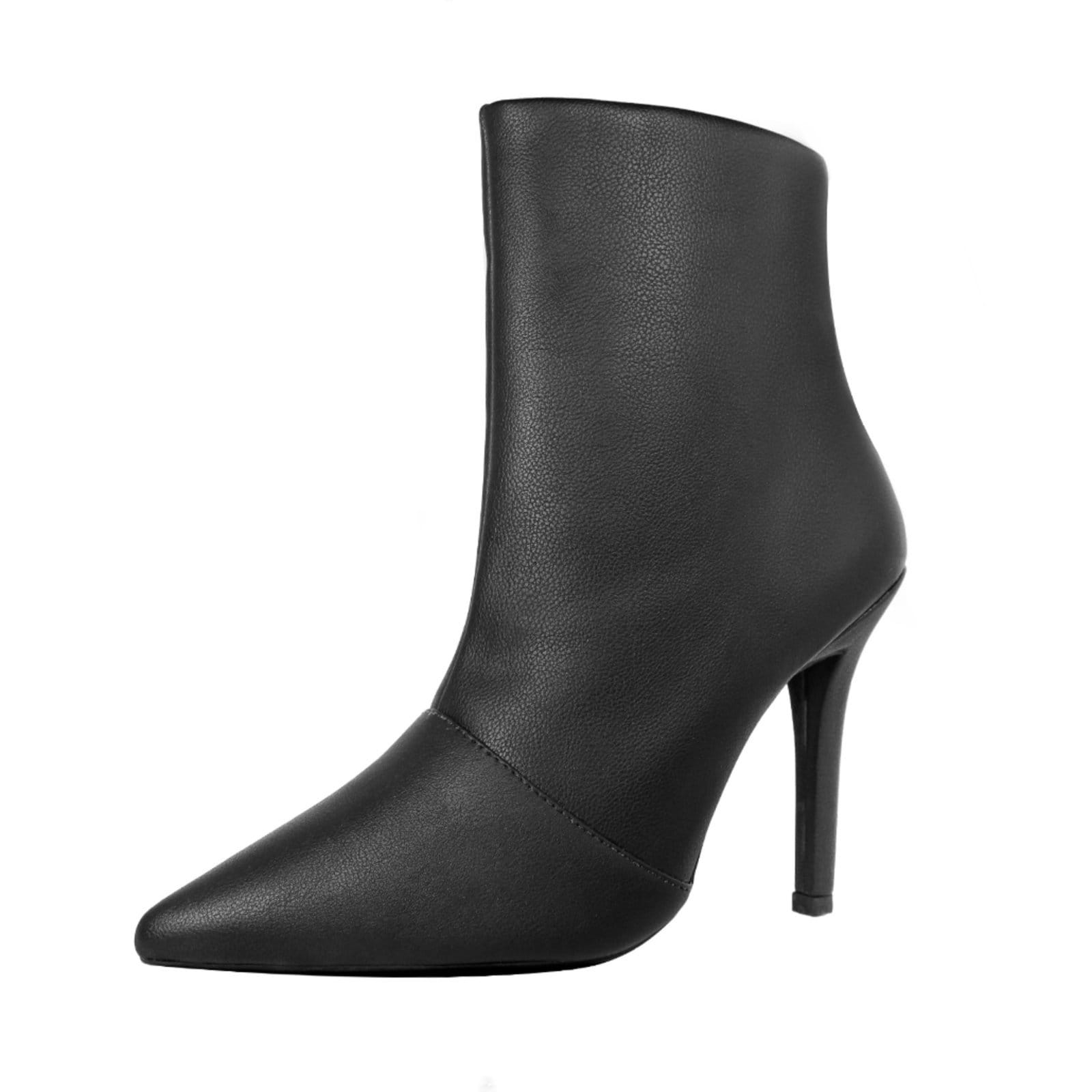 Vista principal Bota Salto Alto Fino 10 cm Cano Curto Bico Fino Luiza Sobreira Preta Mod. 2256 Luiza Sobreira preto