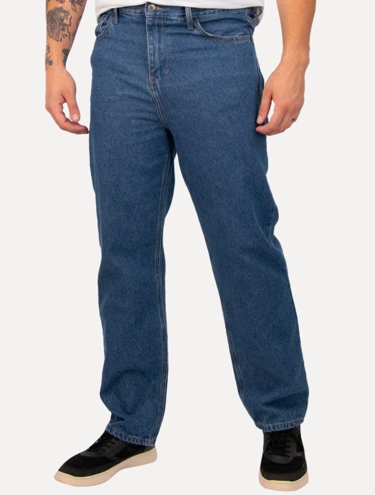 Vista principal Calça Tommy Jeans Masculina Skater Jean Denim Azul Médio Tommy Jeans azul denim