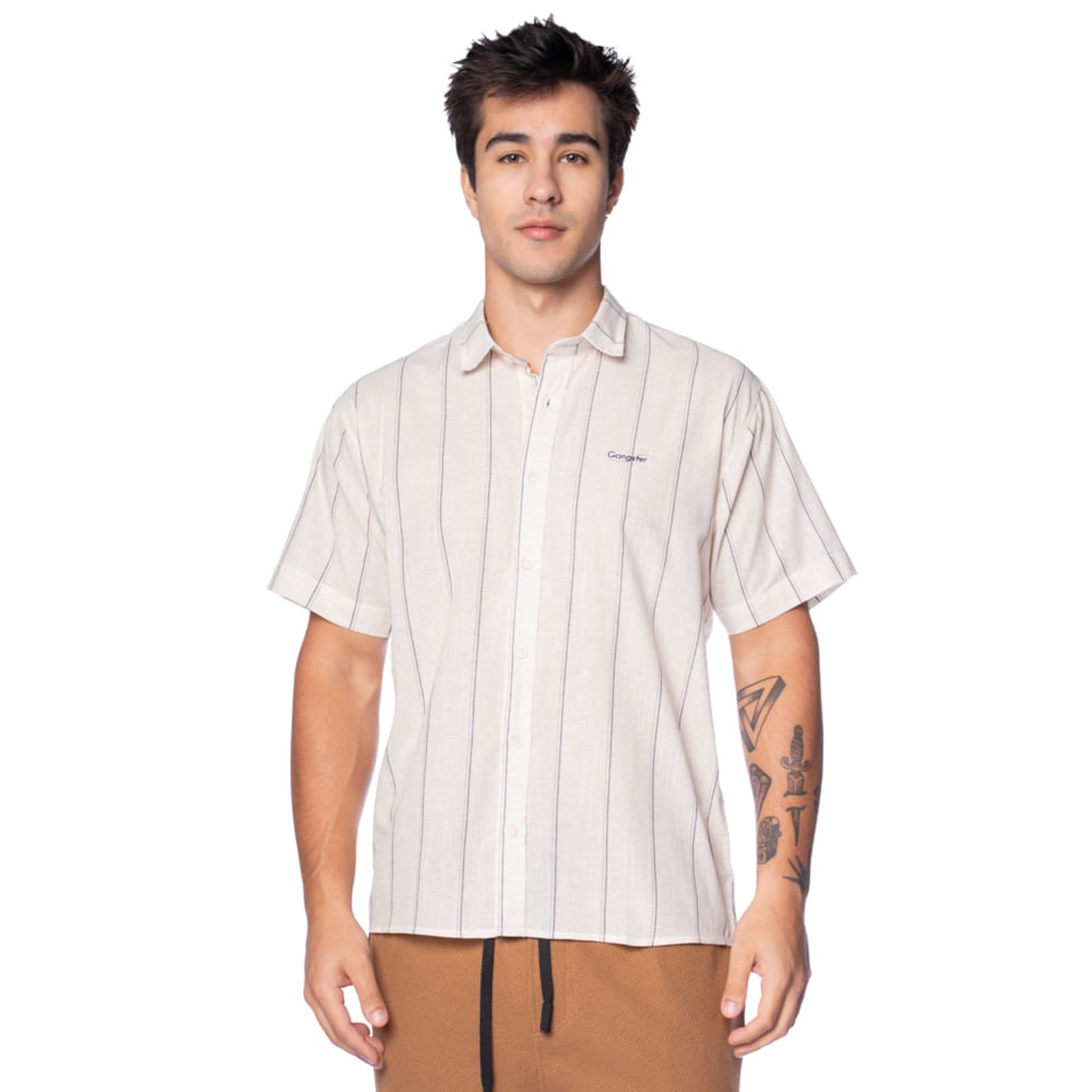 Camisa Masculina Gangster Linho com Listras