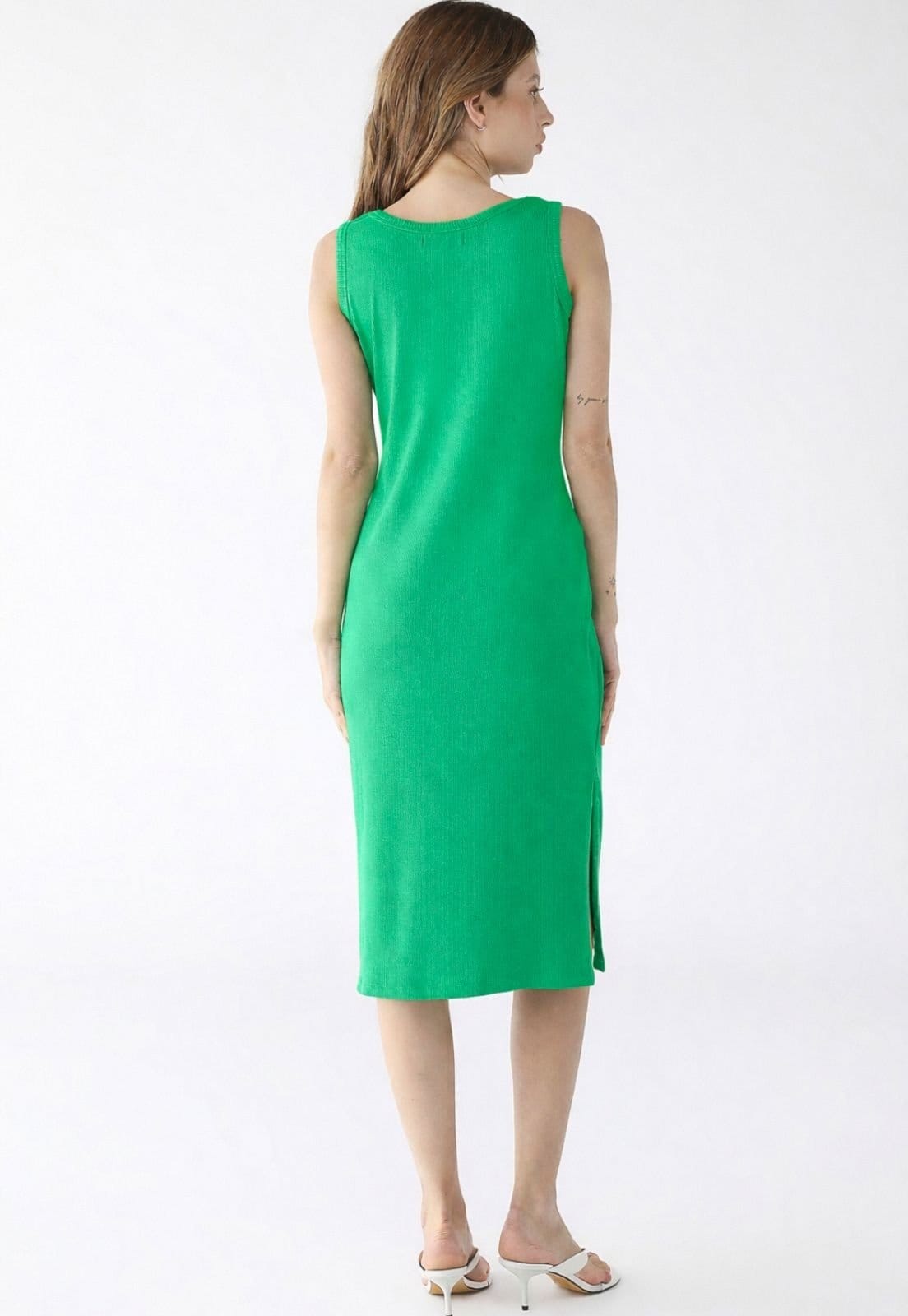 Vista 2 Vestido Midi Levosch De Alça E Fenda Ribana Menta 77VS LEVOSCH verde