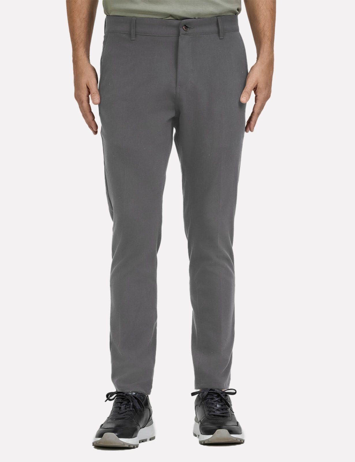 Calça K&J Black Masculina Slim Alfaiataria Elastano Chumbo