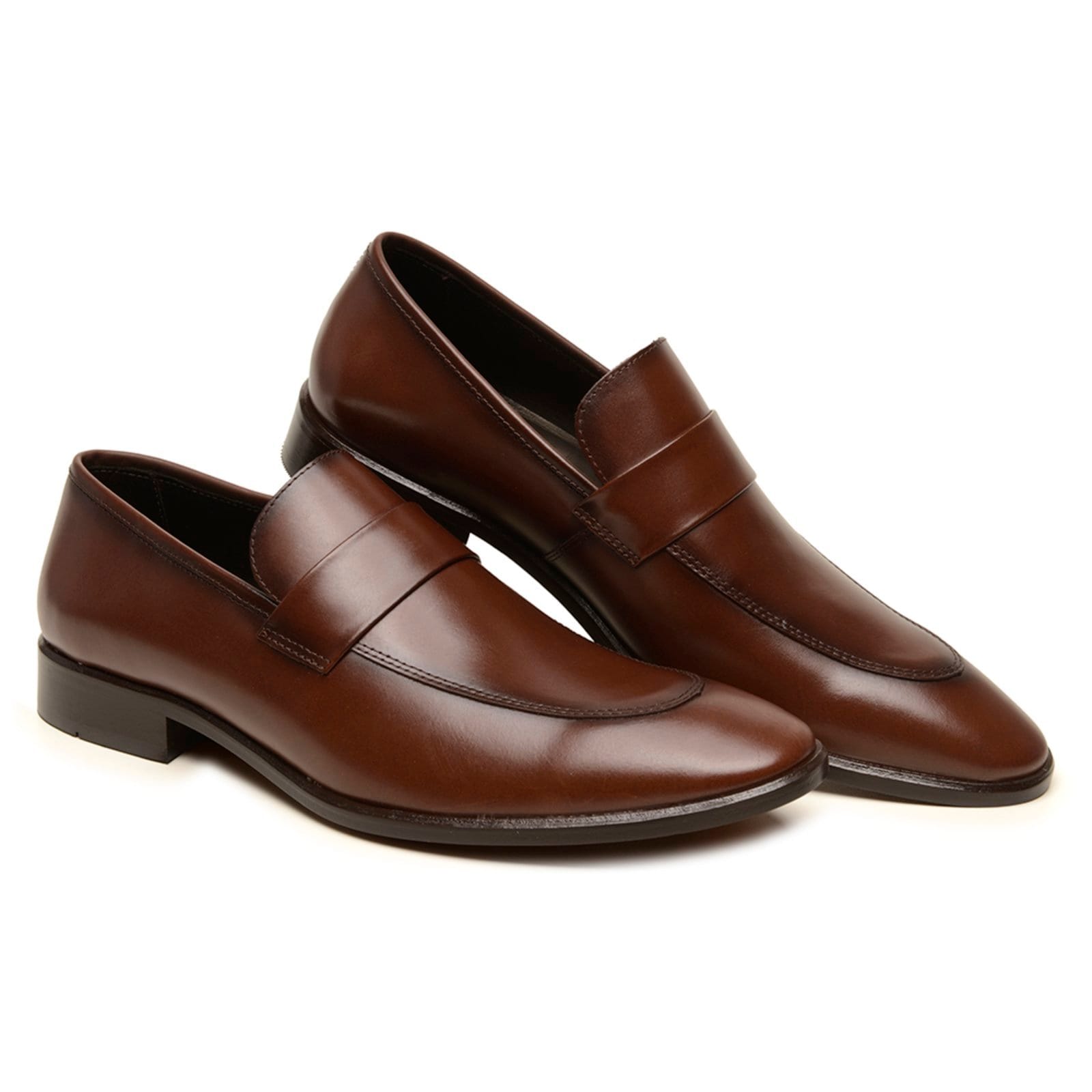 Sapato Social Masculino Veritimo Mocassim Sola De Couro Bico Alongado Oxford Derby Macio Brown