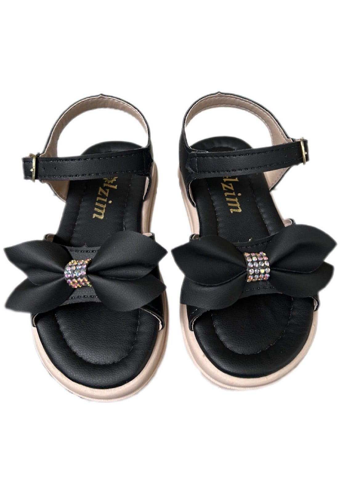 Vista 2 Infantil - Sandalia menina Gaspea com laço para meninas Solzim Preta SOLZIM CALÇADOS preto